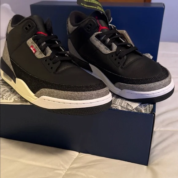 BNInBox Nike + Levi’s Air Jordan 3 RtR LSCBlack & Gray Men's Sneakers, Sz 10